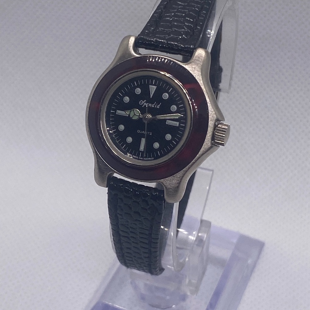 Elegant Spendid Black and Silver Quartz Watch